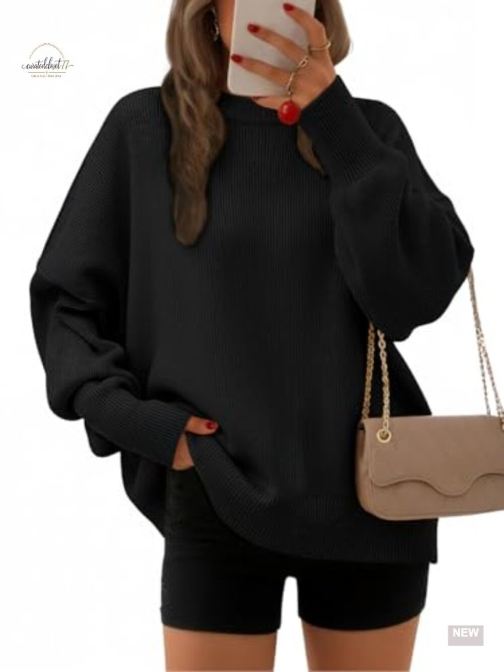 Womens Oversized Chunky Knit Sweater Batwing Sleeve Pullover